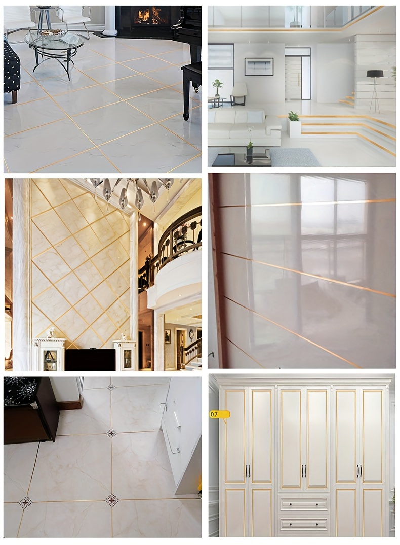 1pc黑色拉丝金色银色地板边缘接缝墙贴，墙缝天花板家居装饰，自粘瓷砖胶带开斋节穆巴拉克 商品详情 5