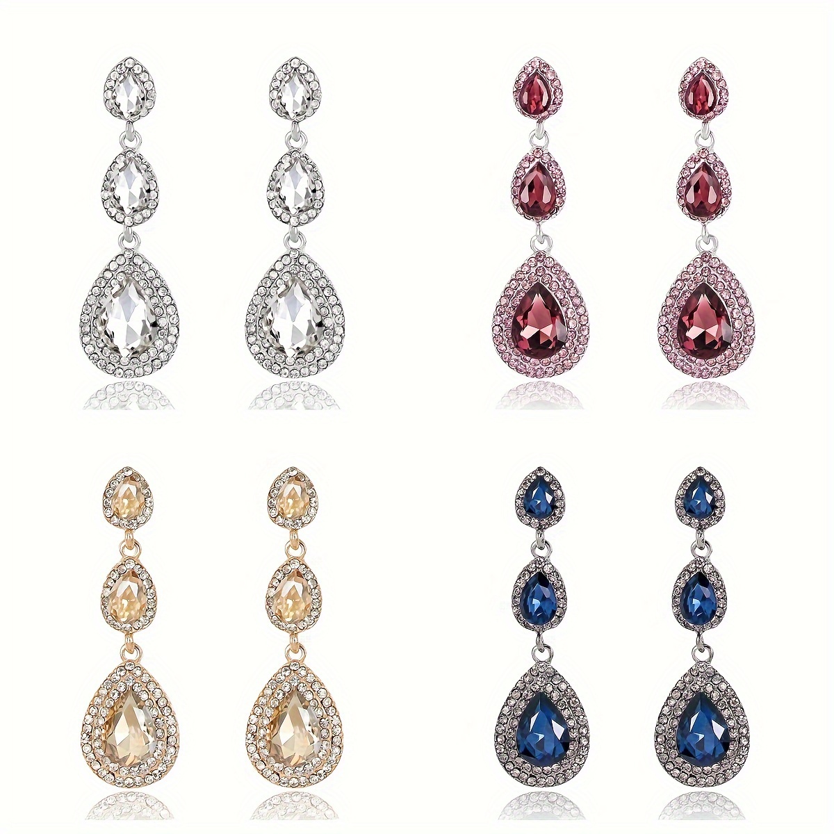 

Elegant Luxury Teardrop Drop & Dangle Earrings For Women - No Plating, Alloy & Stainless Steel, Suitable For Weddings & Music Festivals