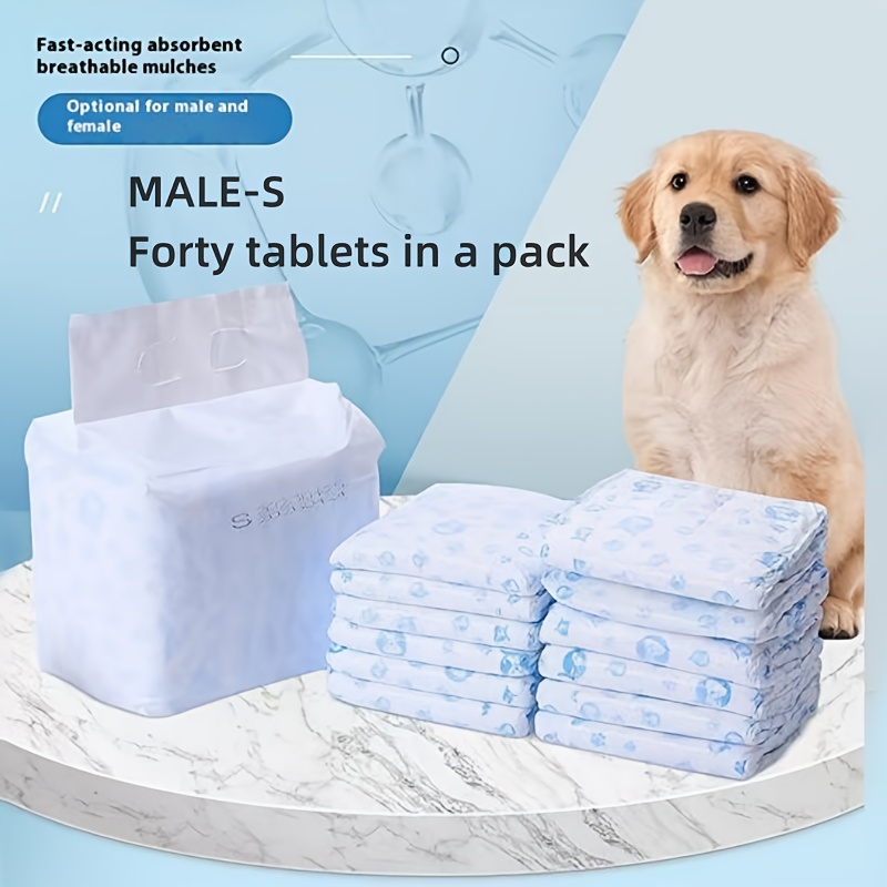 TEMU 40pcs Pet Dog Diapers, Leakproof Non-woven Fabric, High Absorbency Instant Dry, Elastic Stretch, Soft Anti-leakage, Travel-friendly, Imported Polymer , Female Dog Diapers