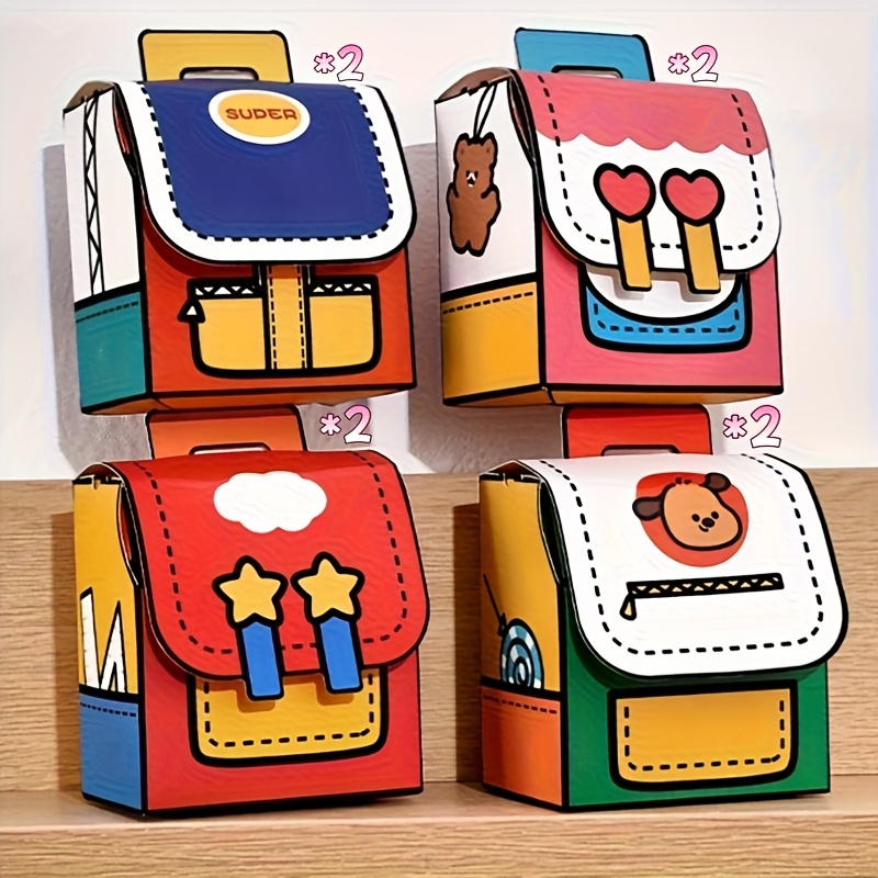 Image of Gift For Her/him 8/16pcs Creative Cute Cartoon School Bag Shape Candy And Snack Box - Birthday Color Paper Gift Wrapping, Back To School Party Gift Snack Storage, Christmas, Halloween