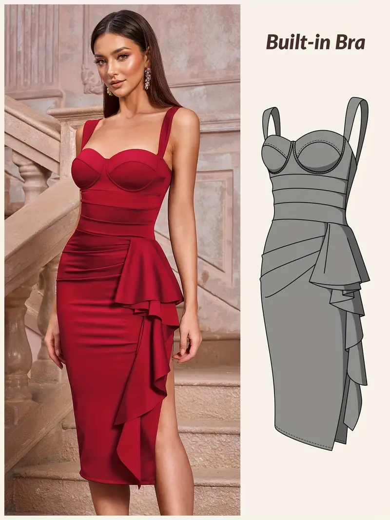 542 womens summer strapless bodycon dress built in bra - Temu 542 womens summer strapless bodycon dress built in bra - Temu