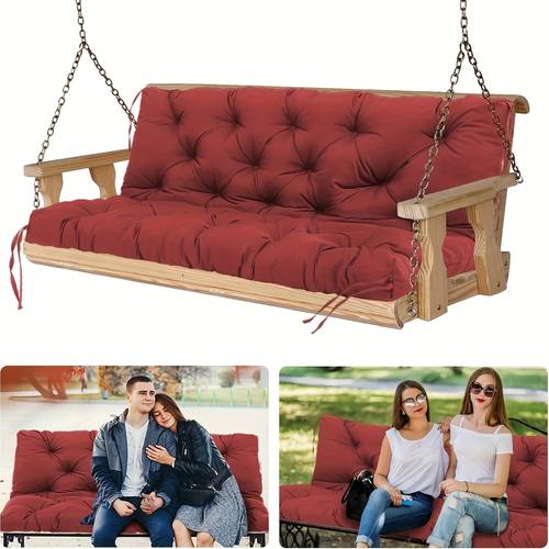 porch swing cushions with backrest inch x thicken 5 filled with pp cotton 2 3 seater bench pad replacement cushions with ties for outdoor patio garden furniture