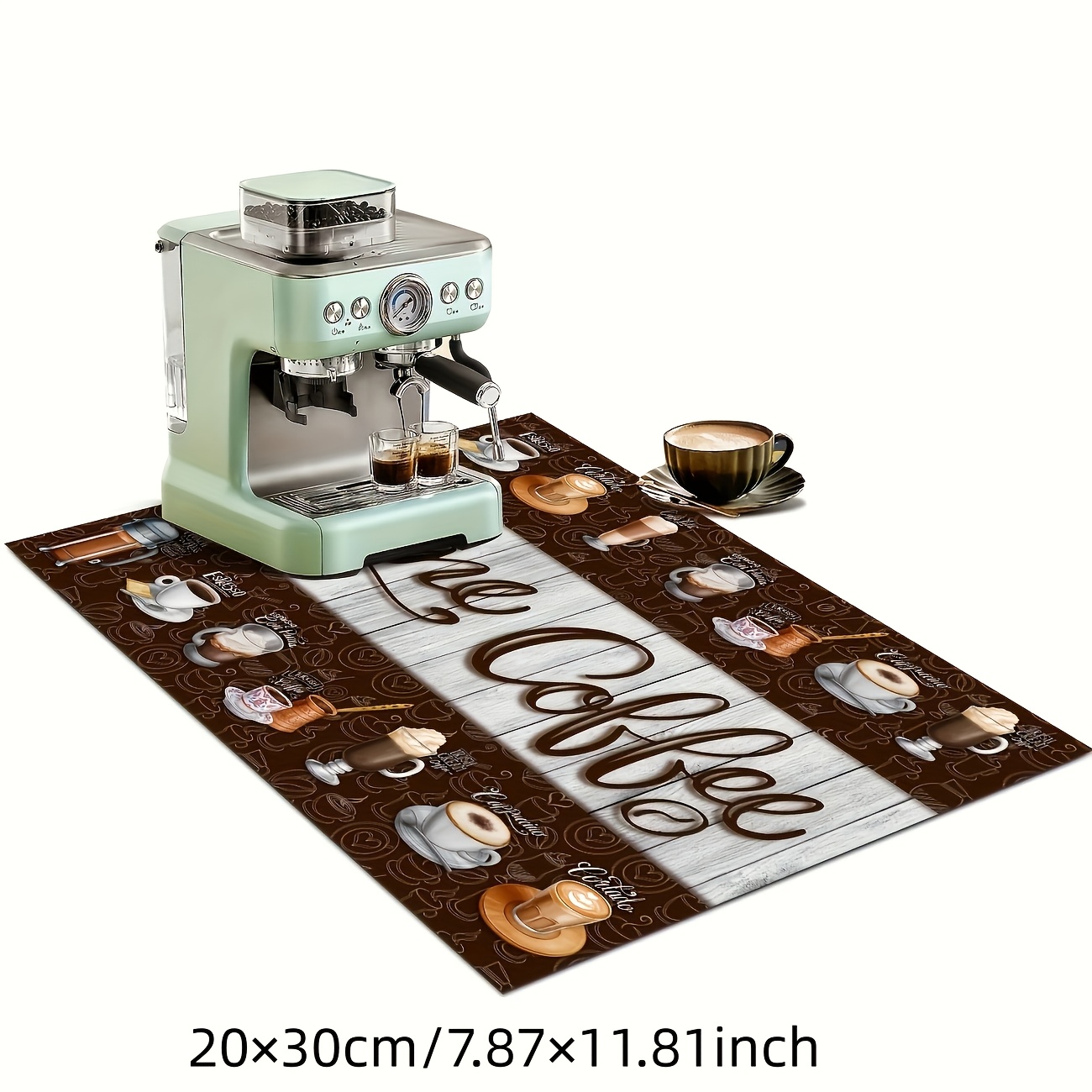 TEMU 1pc Coffee Themed Drying Mat, Coffee Machine Mat, Dish Drying Mat, Quick-drying Absorbent Mat For Kitchen Sink, Coffee Cup Mat, Durable And Easy