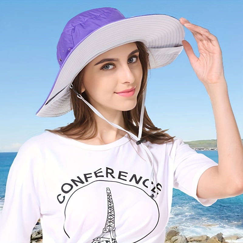 Purple Boonie Hat Thin Breathable Quick Drying Hat Summer Sun Bucket Hats  Suitable For Beach Sports