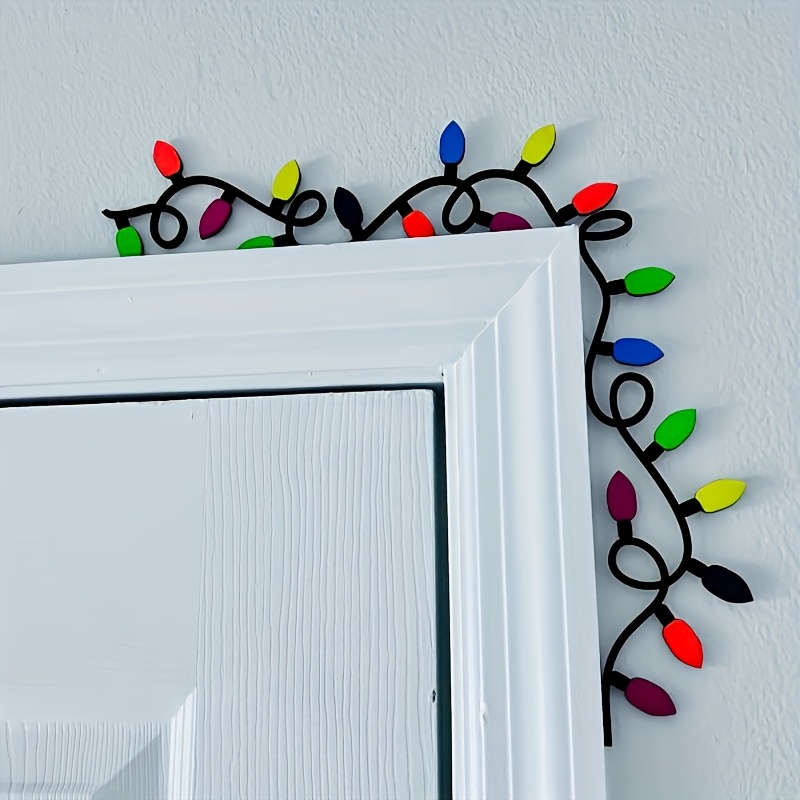TEMU 1pc Of Ironwork Holiday Santa Claus Christmas Door Corner Decoration Sign - Colorful Lights And Black Metal, Size 11.81in X 11.3in Indoor Wall