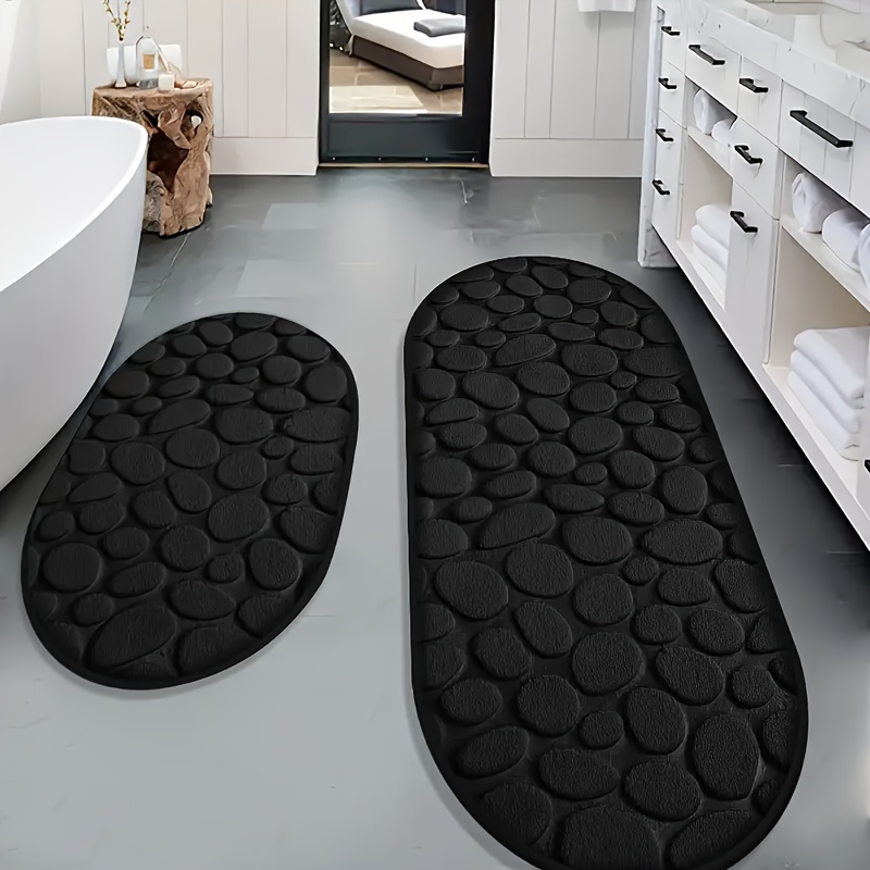 

2pcs/set Luxurious Non-slip Bath Mats - Soft, Absorbent, High-density Polyester Bath Rugs For Bathroom, Shower, And Home Decor - Anti-slip, Water-repellent, And Moisture-repellent