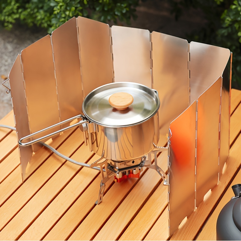 

8/9/10/12/14/16 Plates Outdoor Camping Folding Windshield, Portable Aluminum Alloy Stove Windshield