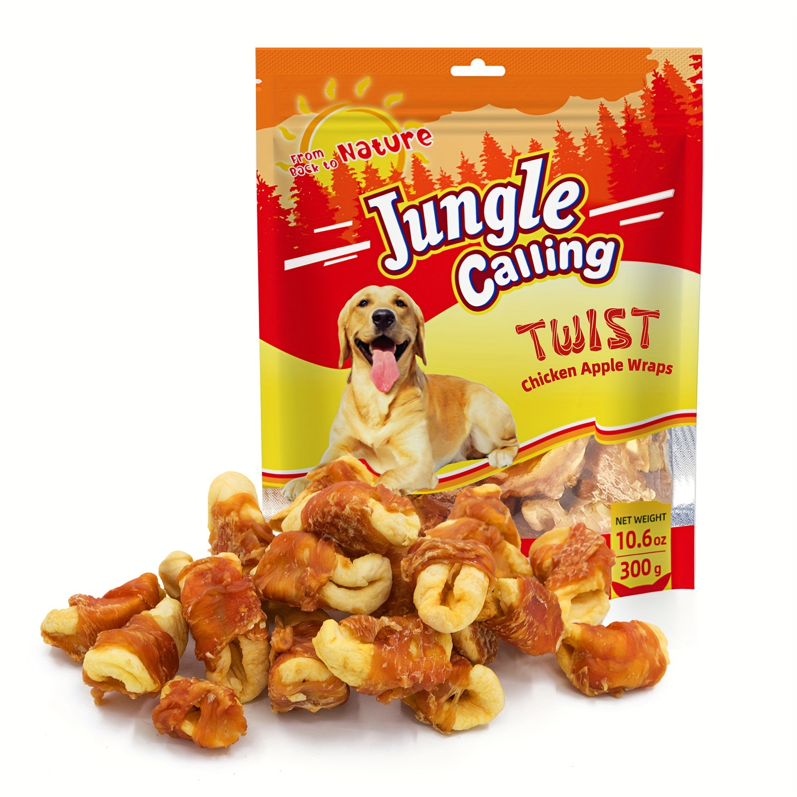 

Jungle Calling Dog Treats, Skinless Chicken Wrapped Treats, Gluten And Grain Free, Chewy Dog Bites For Balanced Nutrition, 10.6oz
