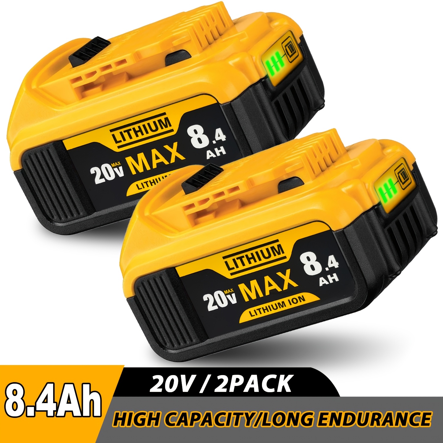 8.4Ah 20V High-Capacity Lithium Ion Replacement Battery for Dewalt 20V XR Cordless Power Tools, Heavy Duty Battery Fully Compatible with DCB200 DCB201 DCB204 DCB205 DCB206 DCB207 Series