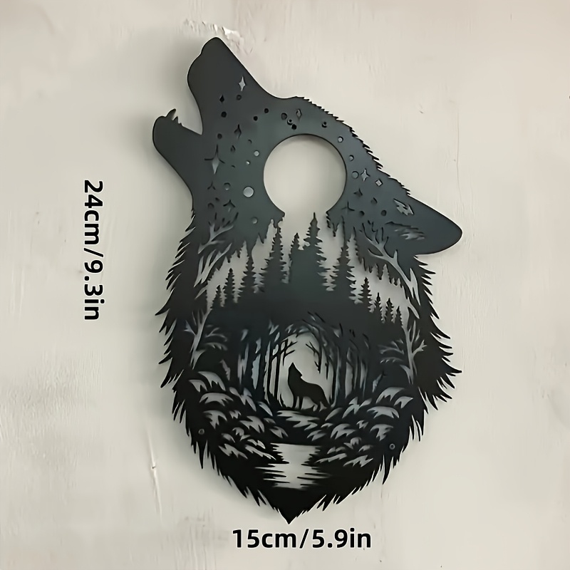 TEMU 2d Flat, 2d Flat 2d Plane, 1pc Mysterious Wolf Acrylic Wall Decor 2d Plane - Forest Silhouette With Pine Trees And Starry Sky, Decor For