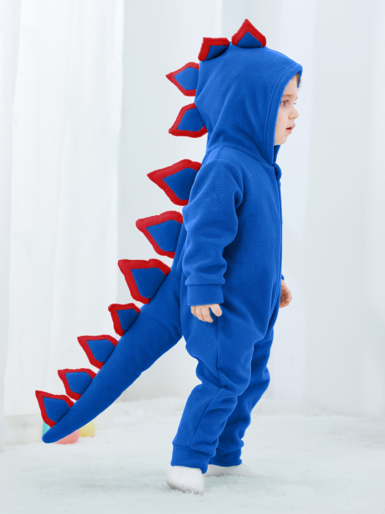 exclusive Infant Baby Spring/Autumn Dinosaur Hooded Romper with 3D Tail Design, Suitable for Daily Wear and Photo Shoots 4 exclusive Infant Baby Spring/Autumn Dinosaur Hooded Romper with 3D Tail Design, Suitable for Daily Wear and Photo Shoots - Image 4