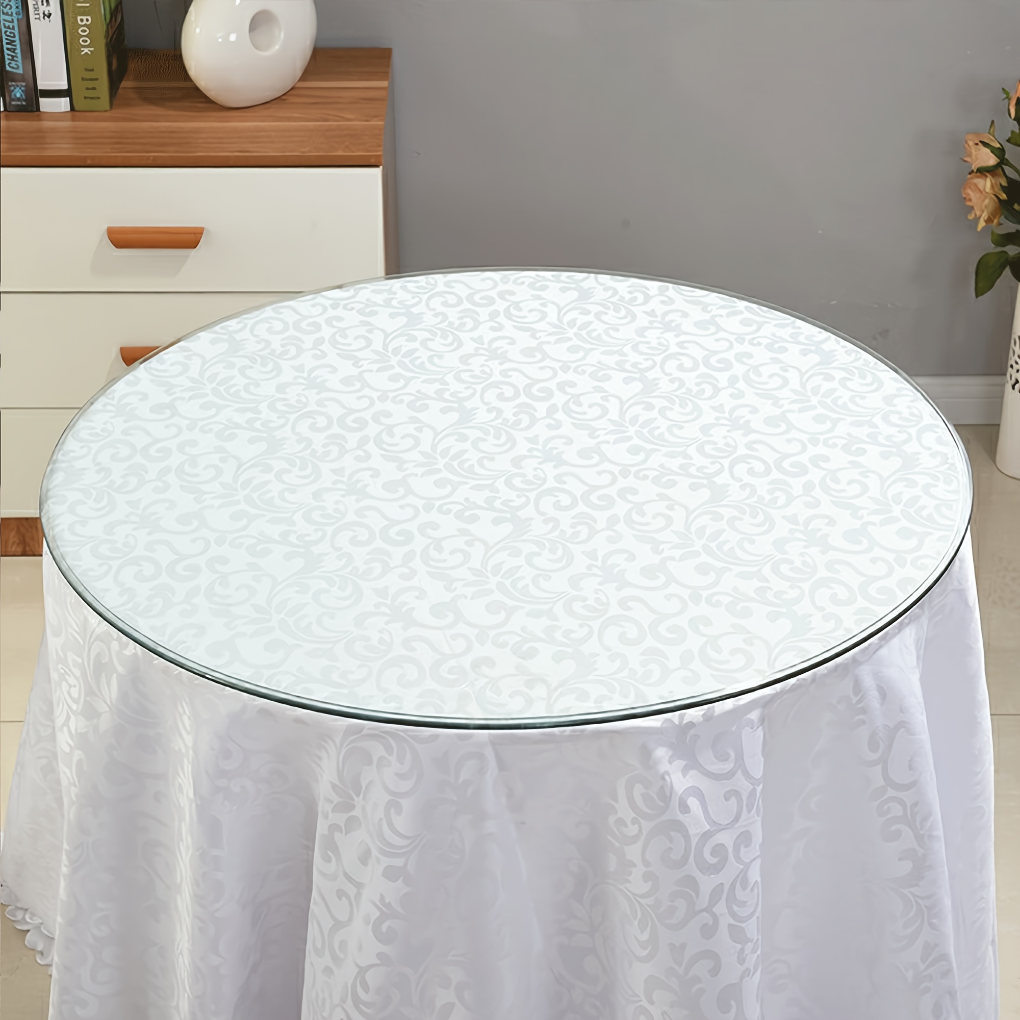 

36 Inch Round Glass Dining Table Top, Tempered Glass Kitchen Table Top, Clear Table Top, For Dining, Restaurant Table, Furniture For Home, Warehouse, Kitchen Decor And Accessories, Clearance Prime.