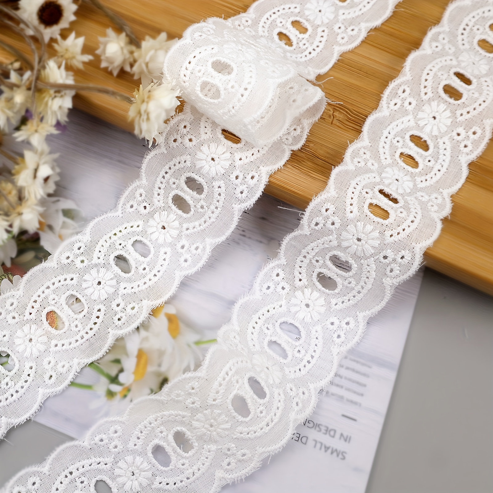 

2yards/5yards Eyelet Lace Trim Cotton White Lace Ribbon Embroidery Lace Trim For Sewing Craft Fabric Trim For Dress Dolls/pets Clothes