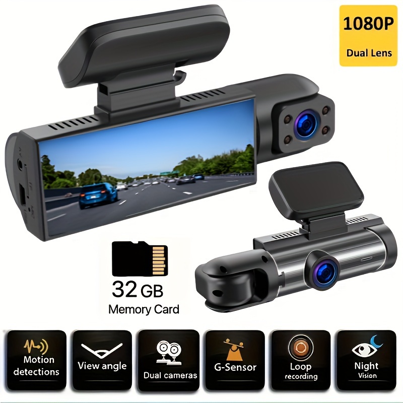 

1080p Dual Camera, Dash Cam For Cars, Front And Inside, Car Camera With Ir Night Vision, Loop Recording, Wide Angle Car Dvr Camera With 3.16 Inch Ips Screen, Dual Lens Car Dashboard Video Cam