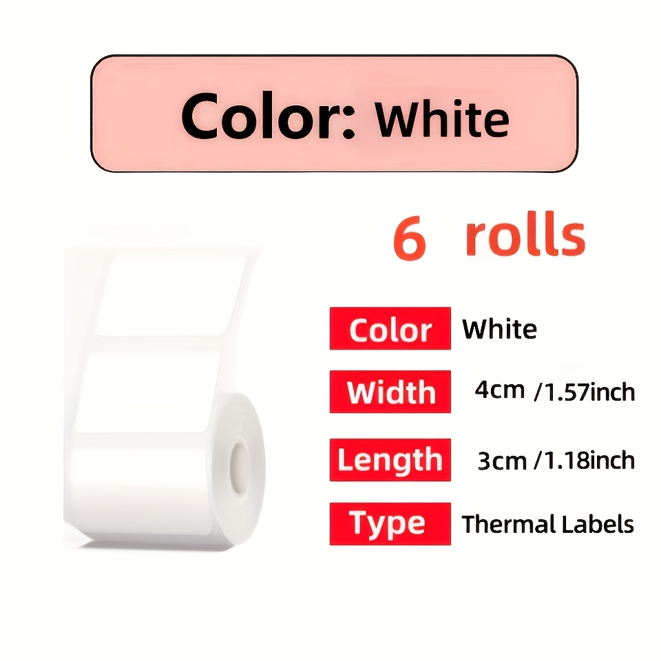 TEMU 6 Rollen/100 Etiketten Thermische Aufkleber-Etiketten - 1,57"×1,18" 40x30mm Thermoetiketten, passend für M110/M221/M220/M120/, geeignet für