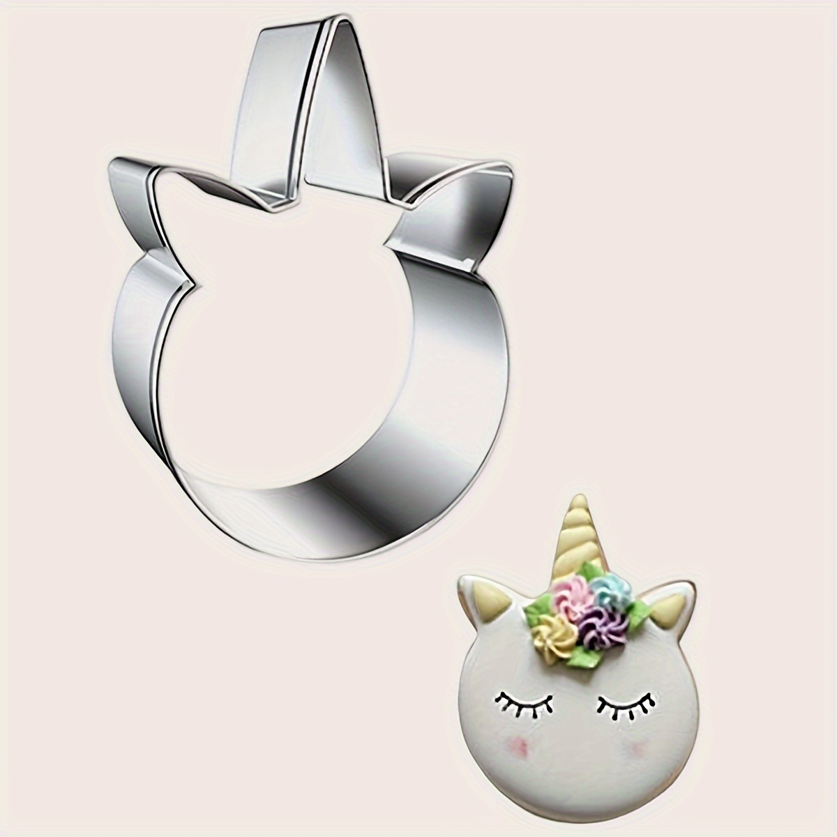 

1pc Unicorn Head Stainless Steel Cookie Cutter - Diy Baking & Fondant Mold, Animal-themed For Creative Cookies And Cakes