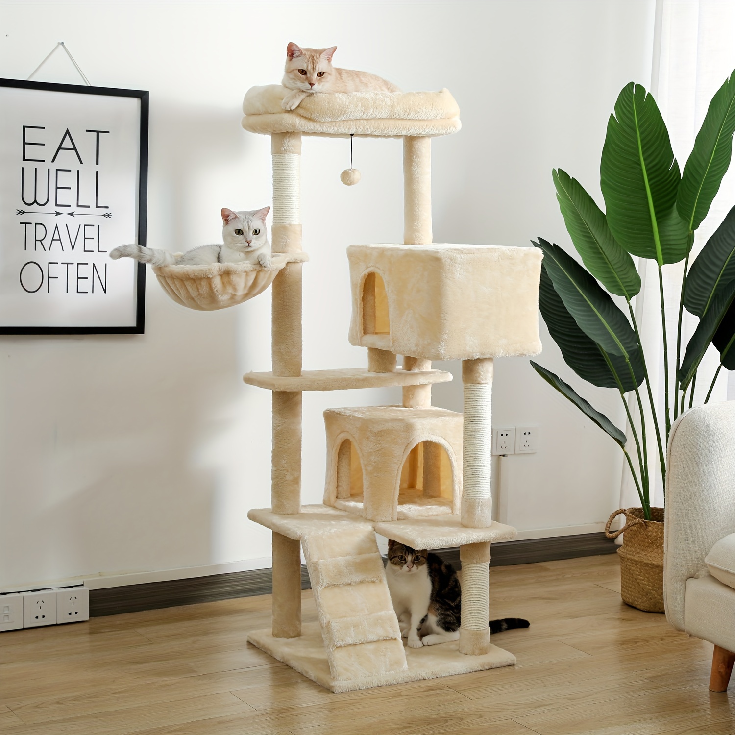 

For Super Top , 142.7cm - For And Bag, Cat Shelves Scratching Posts And 2 Houses