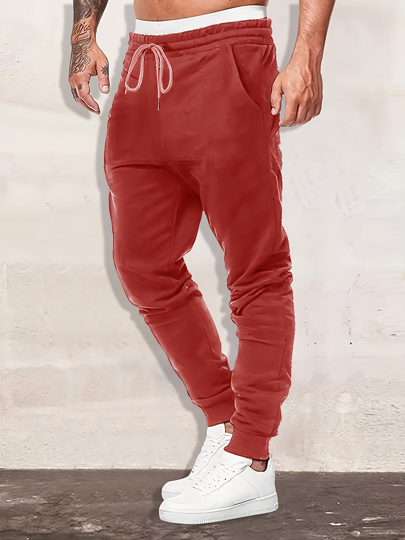 *'* Grey Tapered Joggers *-* Pants with Elastic Waist Ankle, Casual  Gym Running Workout Pants, Breathable Durable Fabric for Casual Attire