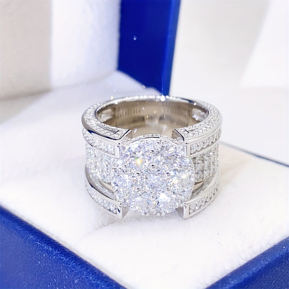 Men's S925 Silver Moissanite Hip Hop Ring Set
