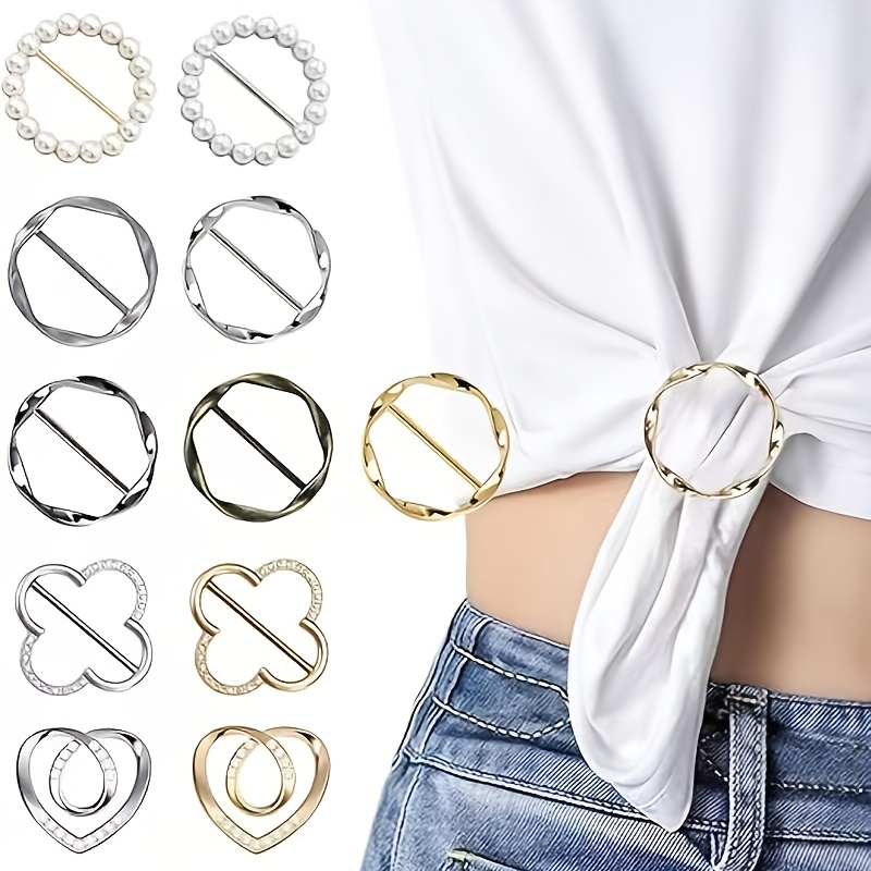 TEMU 11 Pezzi Anelli per Sciarpa Clip per Magliette Fascia per Donna Moda Metallo Clip Fibbia Adatta per Abbigliamento Stringi Vita