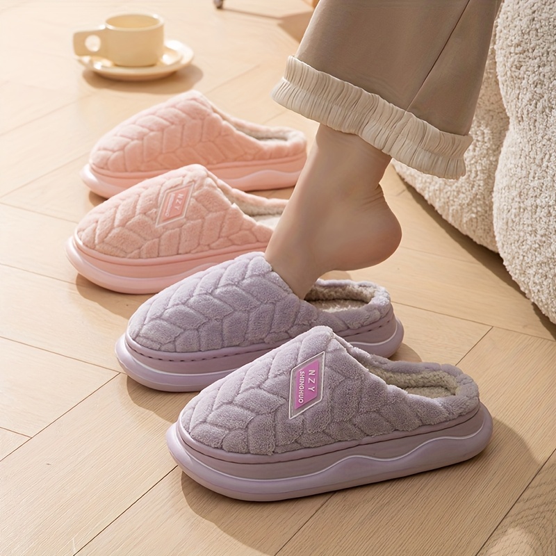 

Cozywarm Women's Indoor Slippers - Casual Solid Color Slip- Shoes With Fabric Upper, Inner & Insole, Eva Sole For Winter