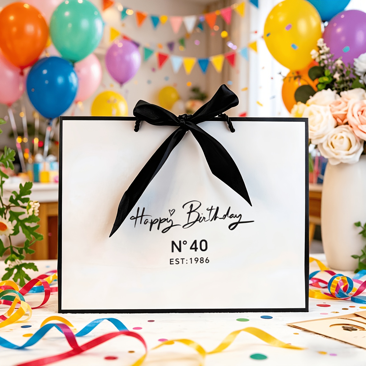 TEMU A Luxurious Birthday Gift Bag Featuring A Handwritten 40th Birthday Message And Year Identification Design, Perfect For Party Favors, Gift