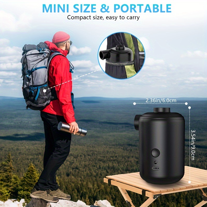 Elektrische USB Luftpumpe Mit 6000 MAh Akku – Für Pool, Schlauchboot, Luftmatratze, Kompakt & Leistungsstark Mini Kompressor 80x80x111mm