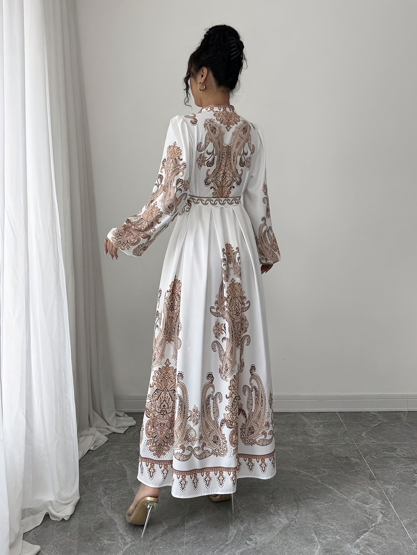 chinese dress ladies Light Blue Wrap Dress with Train #1151 main image 1