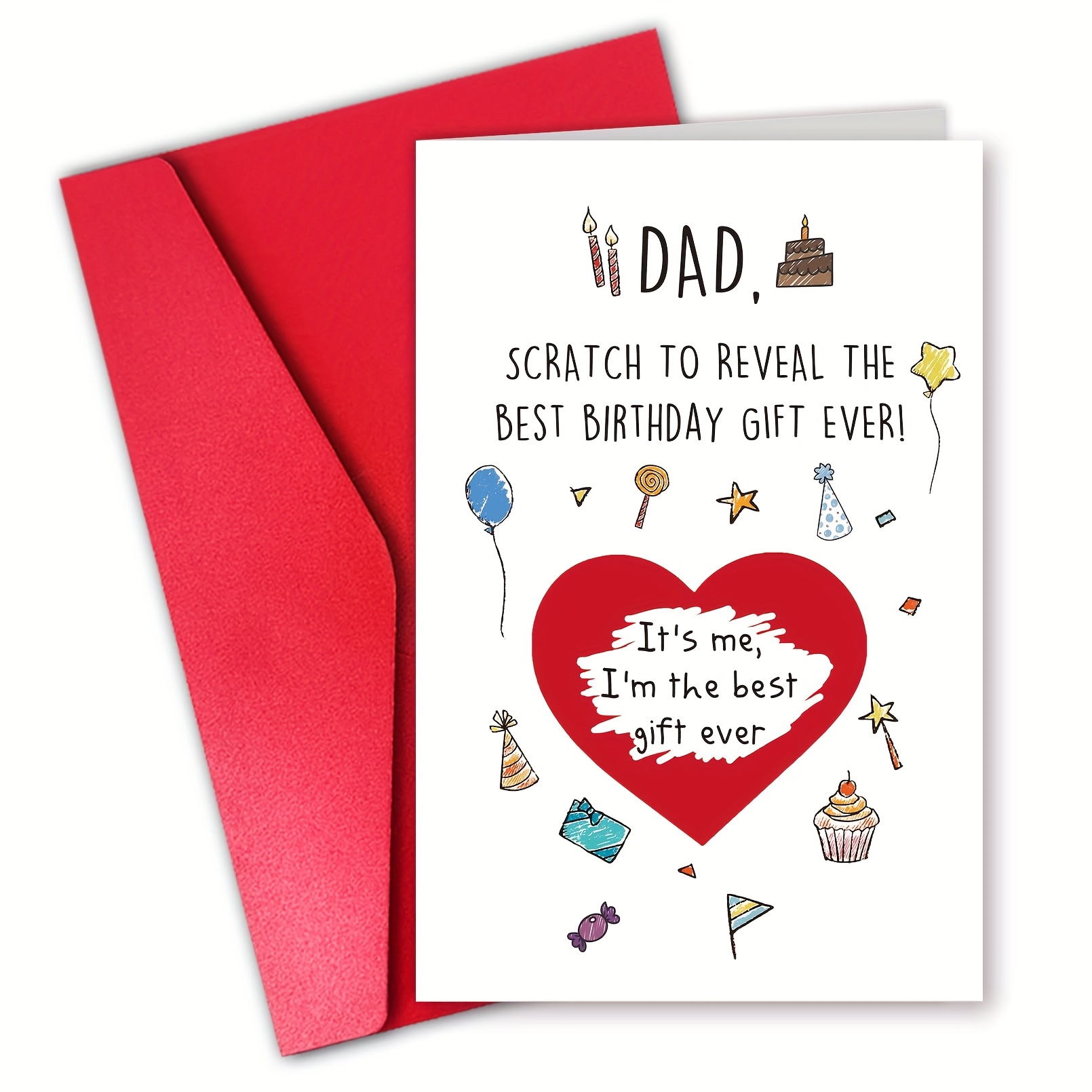 

1pc Interactive -off Dad Birthday Card, Reveal Surprise Design, For Father's Day, For Daughter And Son