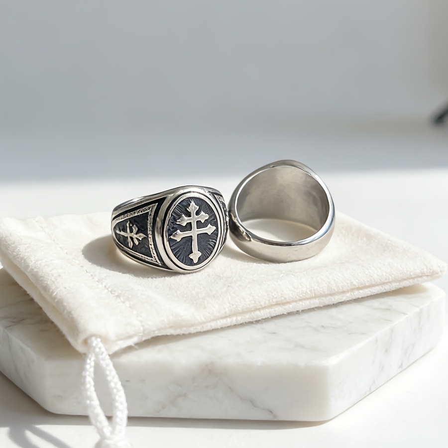 Saint Angel Lorraine Cross Stainless Steel Men's Ring