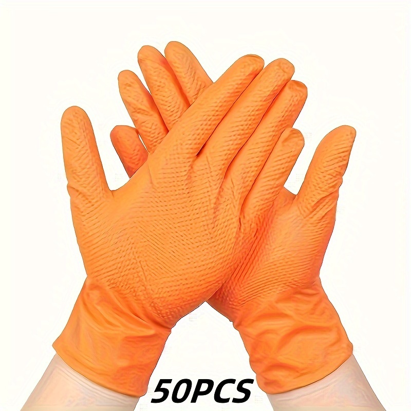TEMU 50pcs Gants en Nitrile Épaissis Jetables, Épaisseur 9G, Texture Diamantée Relief, Non-Gras, Idéal pour Nettoyage Maison, Tatouage, Soin des