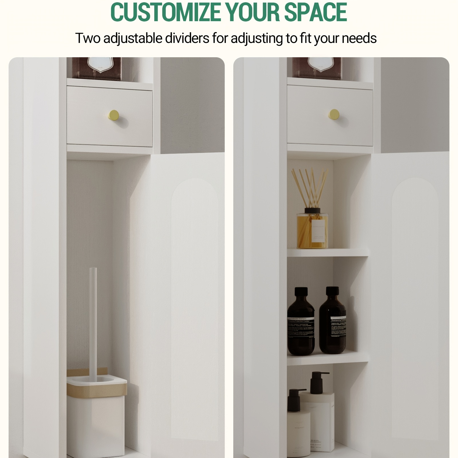 Tall Bathroom Cabinet with Adjustable Shelf and Drawer