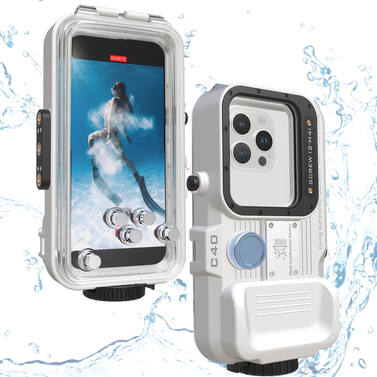 Professional Diving Phone Case for iPhone, 131ft/40m Underwater Photography Housing, Snorkeling Phone Case for Surfing Snorkeling Floating Photo Video Taking Underwater Housing Cover Professional Diving Phone Case for iPhone, 131ft/40m Underwater Photography Housing, Snorkeling Phone Case for Surfing Snorkeling Floating Photo Video Taking Underwater Housing Cover