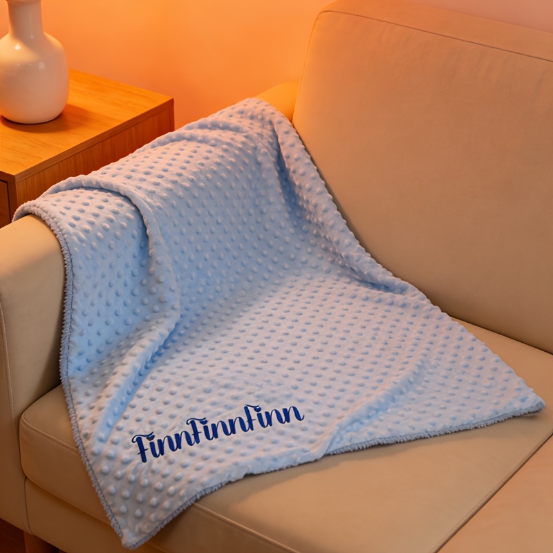 TEMU Embroidered Name Personalized Custom Blanket, Plush Thickened Nap Blanket, Plush Cover Blanket, Coral Air Conditioning Blanket, Home Sofa