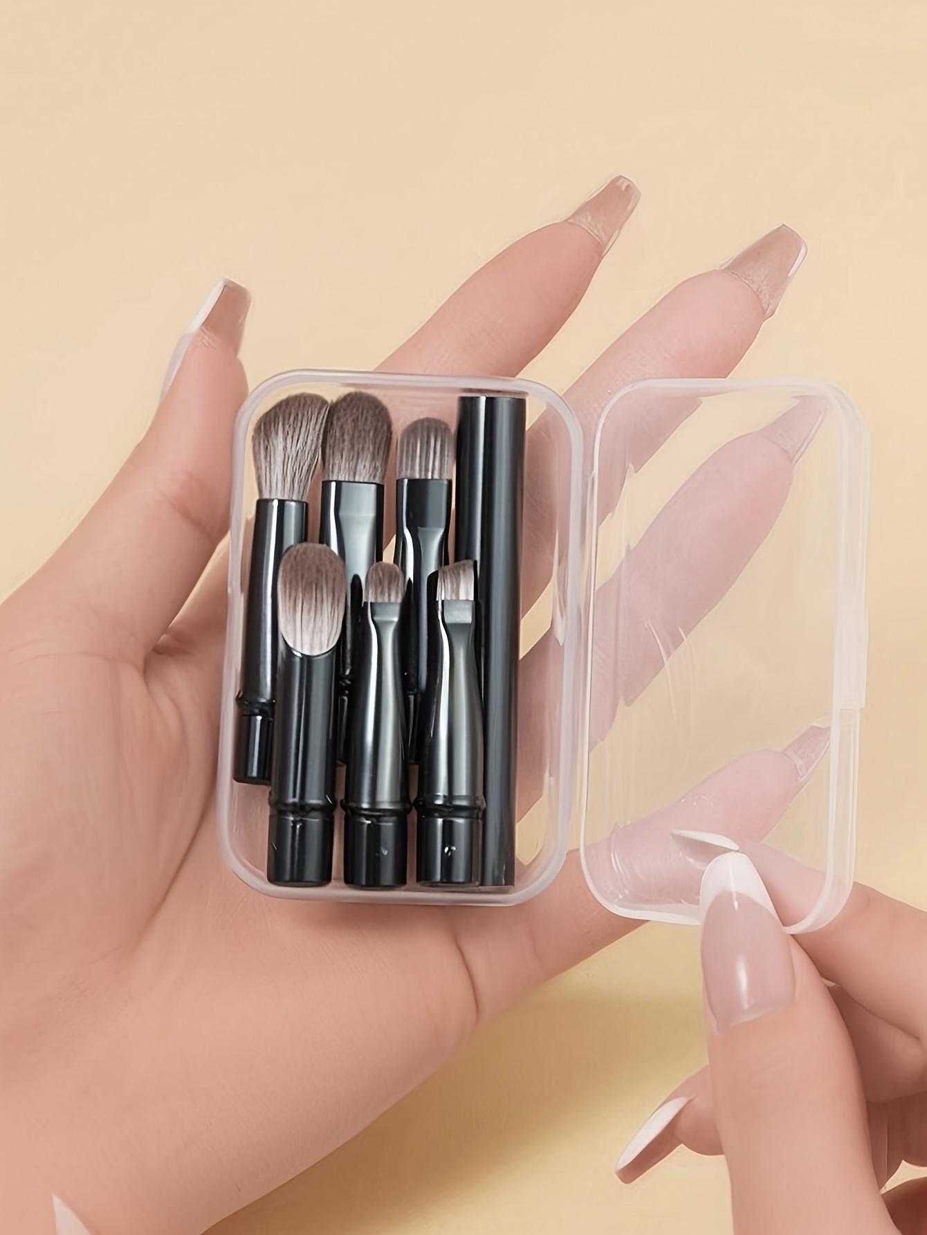 6pcs mini travel makeup brush set with detachable aluminum tubes portable eye brushes and storage case for clean hygiene   girls and women Product details 0