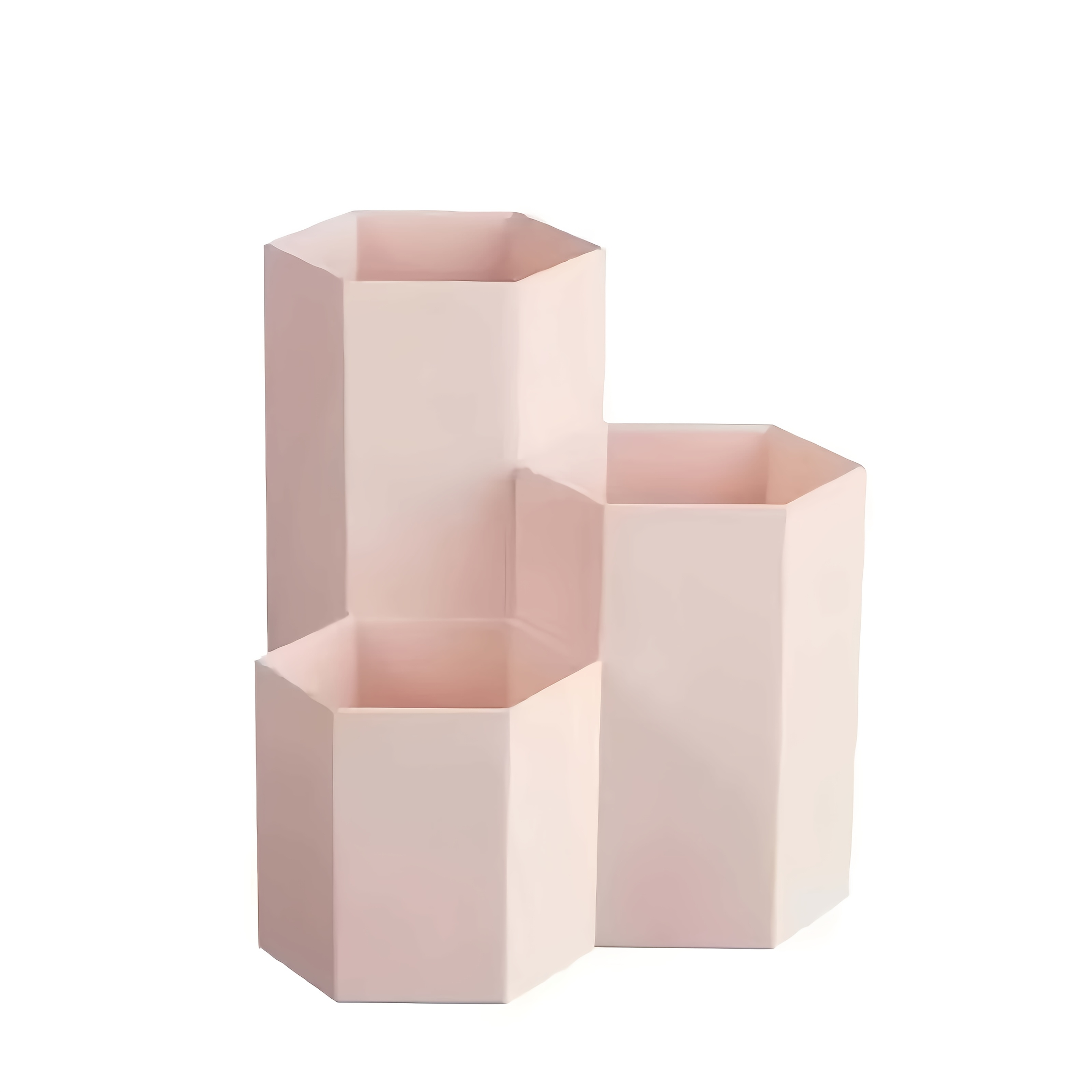 TEMU Nordic Style Desktop Organizer - Space-saving Storage Box, Available In Beige/pink/green, Sturdy Plastic Construction. Suitable For Home Office