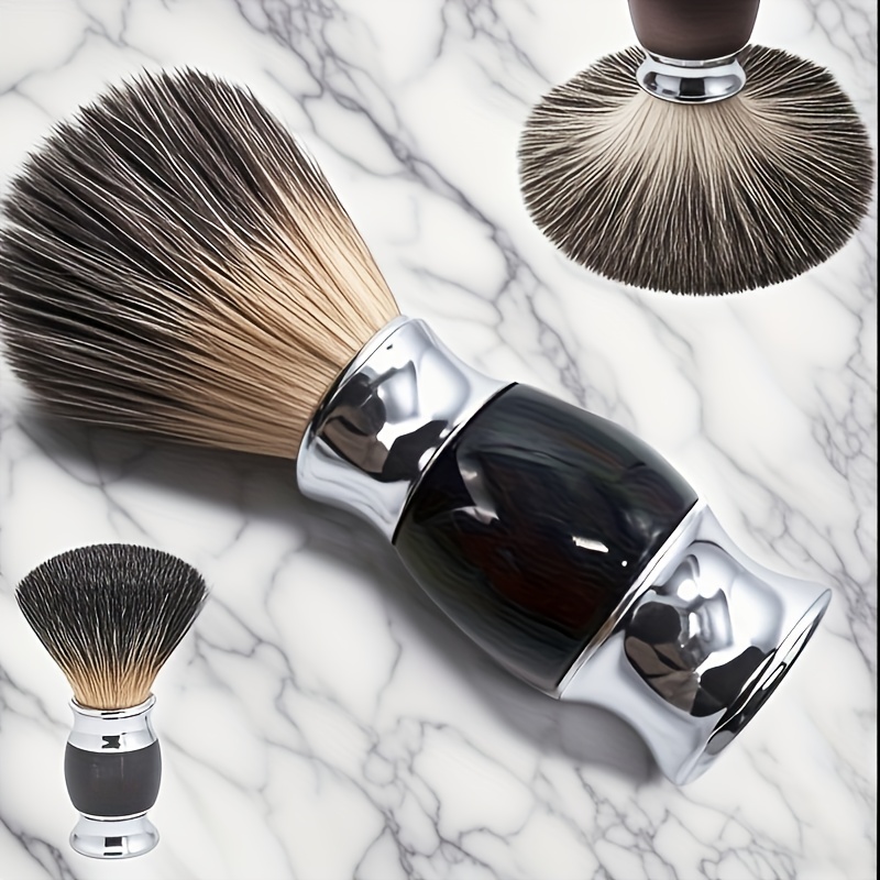 TEMU 1pc Men's Handmade Badger Hair Shaving Brush - Beard Grooming Tool With For Easy Hold, Durable Facial Cleansers And Care Tools. Suitable As A