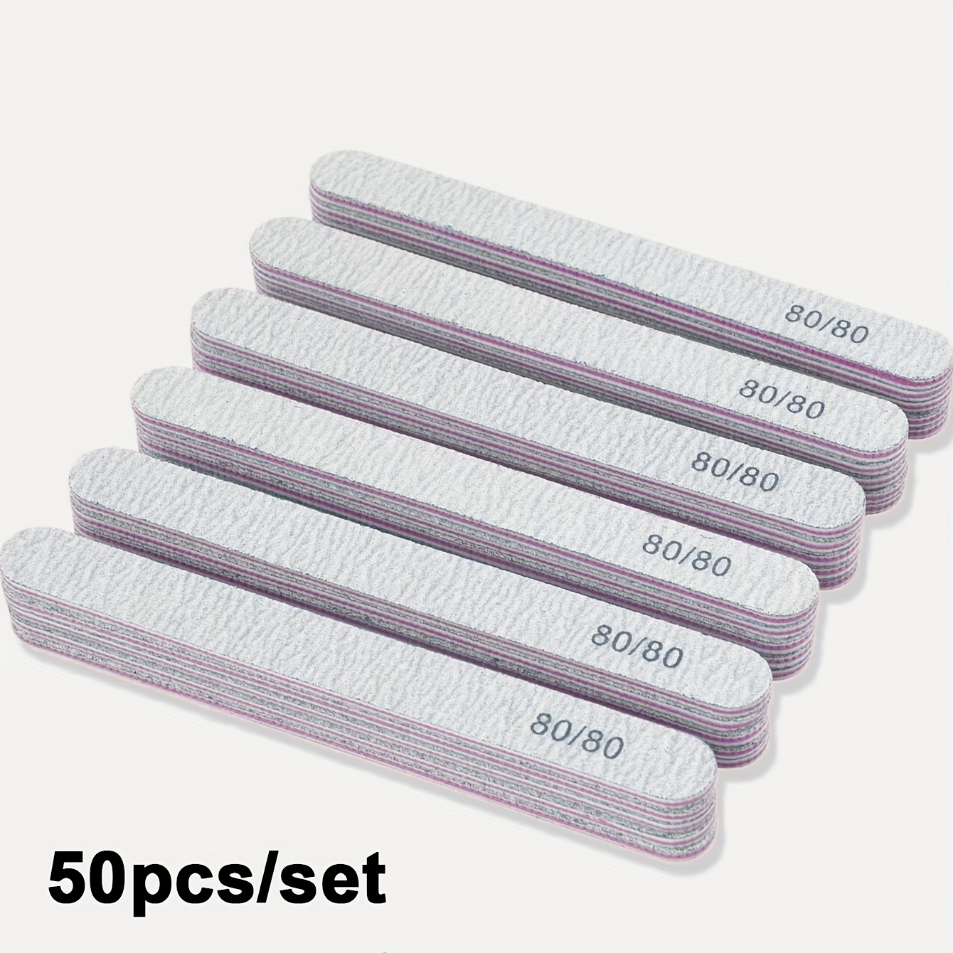 Image of 25/50pcs/set Grey Nail Files 80/80 Professional Manicure Gel Nail Polish Tool 2-side Use For Home And Personal Sanding Block Tips