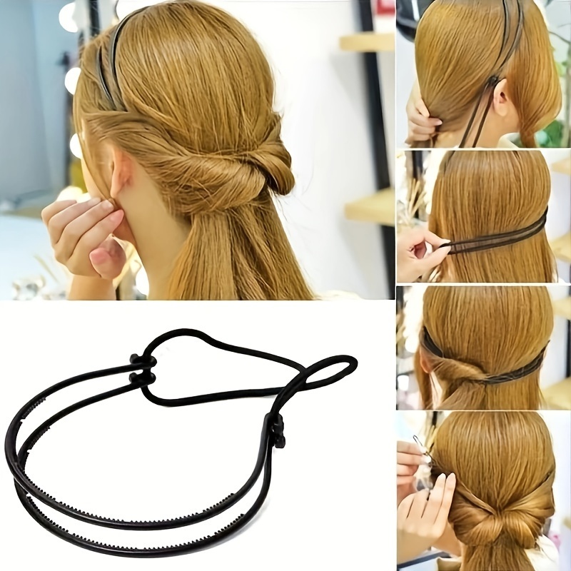 

1pc Élégant à Cheveux en Plastique, Corde à Cheveux Double Couche Ajustable, Bandeau de Cheveux , Accessoires de Cheveux, Ronde, Couleur Unie, Vente Chaude