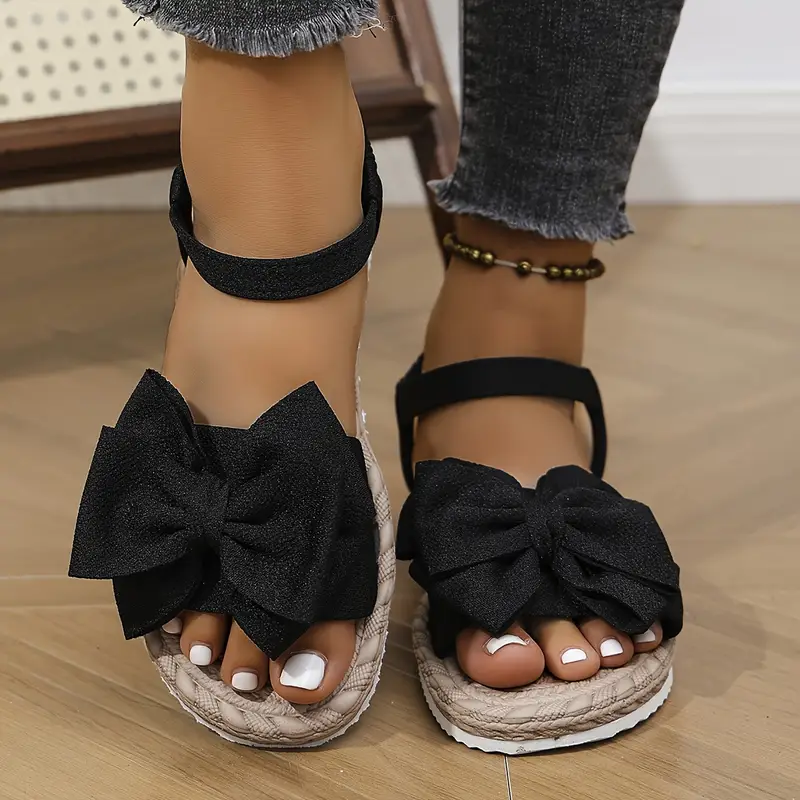 womens slip on sandals breathable flat shoes with slip on closure open toe summer in black beige cushioned insole for casual formal casual attire womens footwear ladies shoes and sandals Product details 2