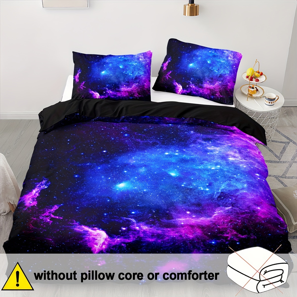 TEMU Housses de couette 2/3, Douces et Confortables, Literie Galaxie, Literie Violette, Literie Galaxie Double, Literie (1 Housse de Couette + 1/2