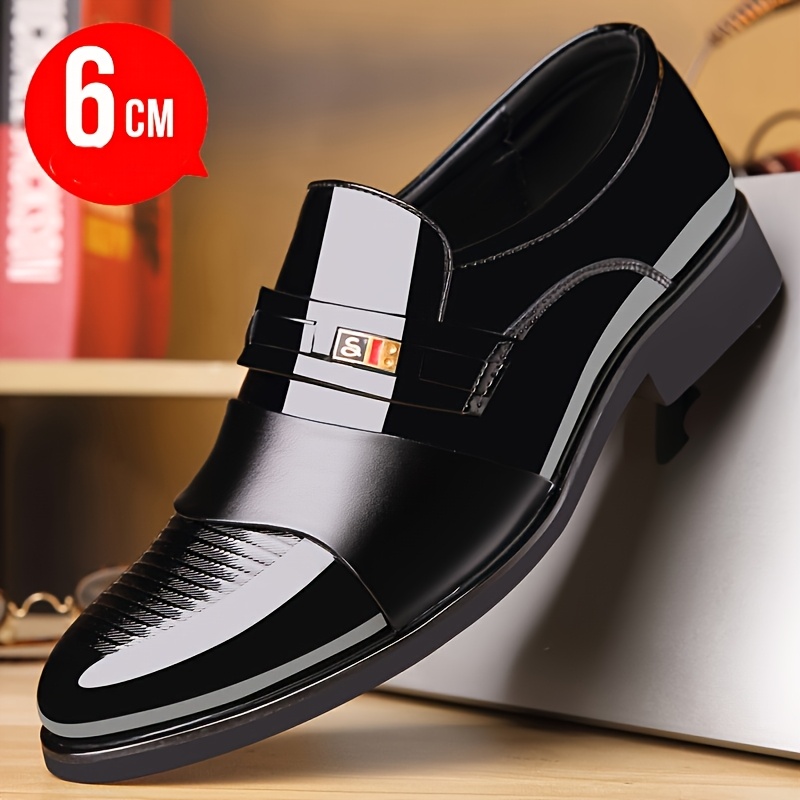 herren slipper glänzend schwarze dress schuhe elastischer Temu