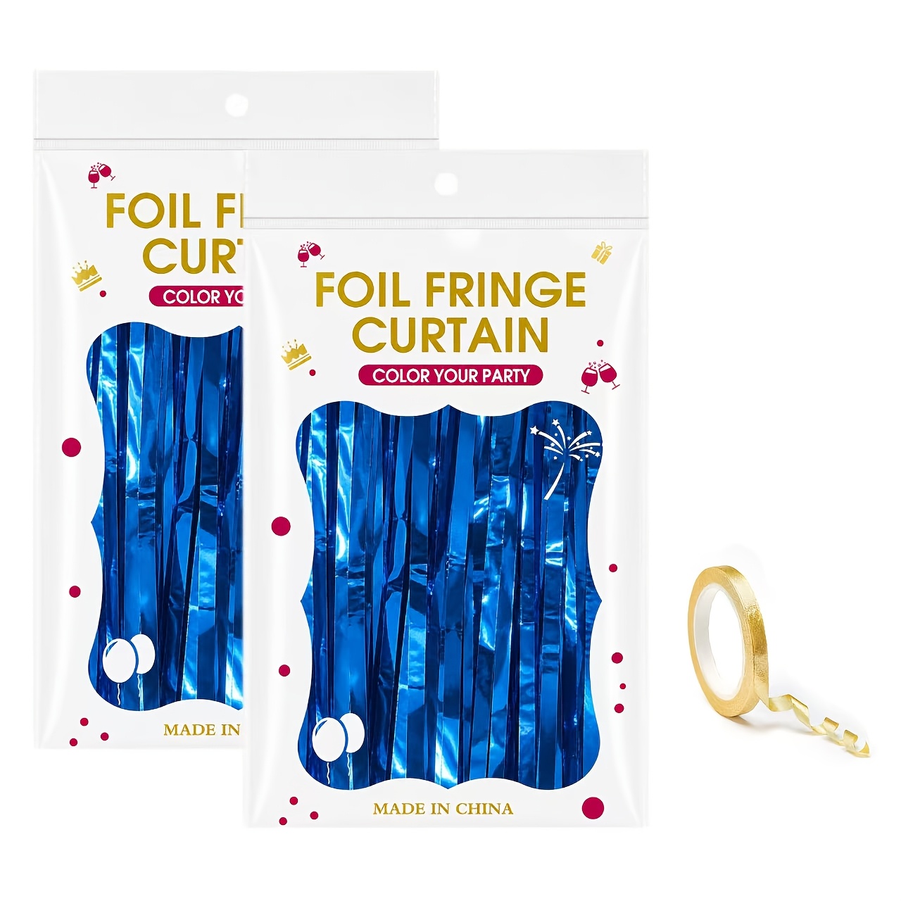 Image of Party Photo Booth Metallic Fringe Backdrop 3pcs Set (2 Streamers And 1 Ribbon), Luxurious Curtain Decoration For Birthday, Wedding, Graduation, And Bachelorette Party