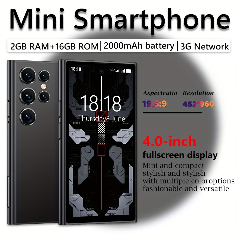 4-inch HD Screen Mini Smartphone, Face Unlock + Dual SIM, 2GB RAM + 16GB ROM, 2000mAh Long Battery Life, 5MP High-Quality Camera, Essential Travel Phone, Backup Phone, Portable Compact Phone, Perfect Gift for Girls
