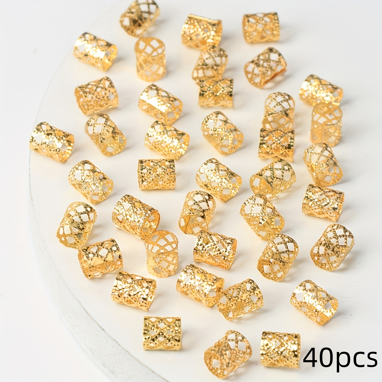 40pcs Hollow Hair Braids Rings Vintage Hair Pins For Dreadlock Women Hair Accessories Loc Hair Jewelry For Braids