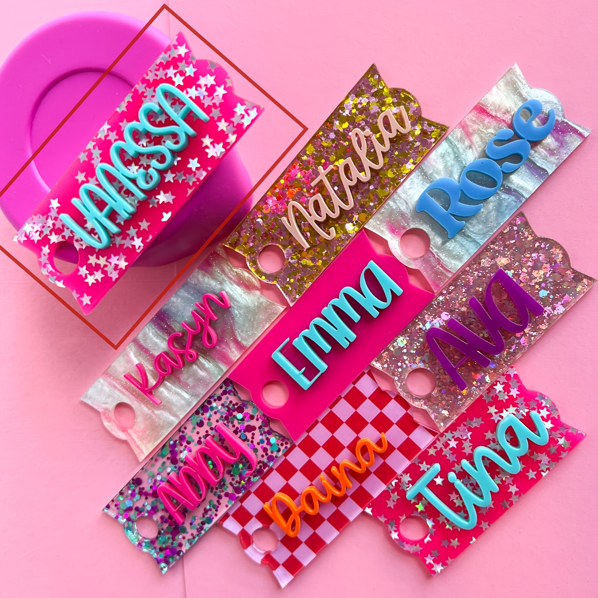 TEMU [custom Item] 1pc Personalized Acrylic Lid Name Tag Custom Engraved Acrylic Roller Plate Label Unique Personalized Text Accessory Handmade Very