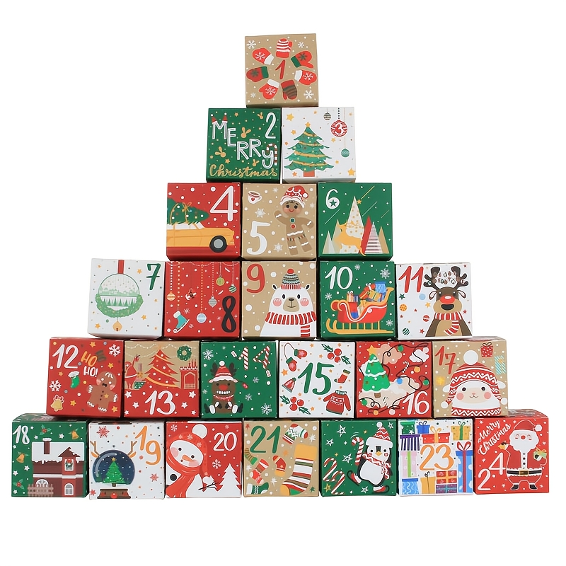 TEMU 24pcs Empty Christmas Advent Calendar Boxes For 2026, 24-day Countdown Calendar Gift, Christmas Cardboard Number Boxes, Make Your Own Advent