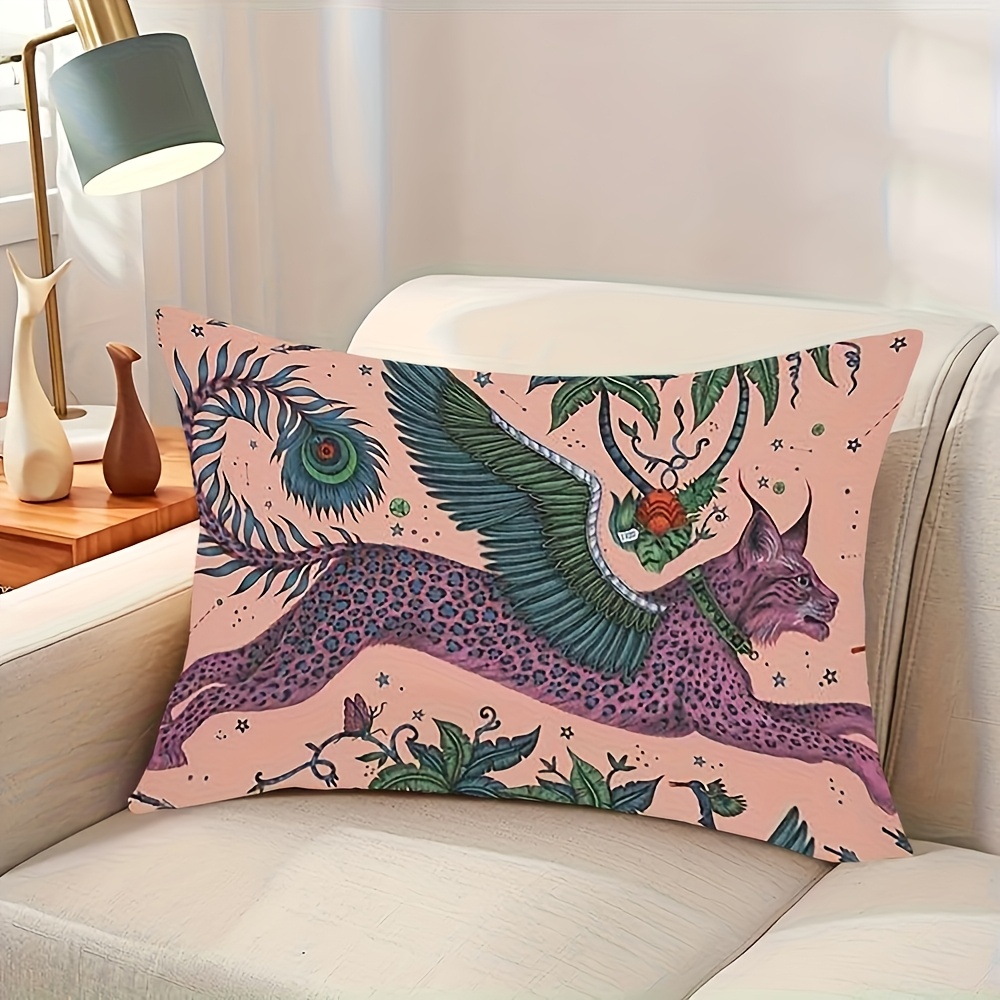 TEMU 1pc Double-sided Colorful Leopard Print Pillowcase, Multiple Sizes Available: 12x20 Inches, 16x24 Inches, Double-sided Print, Machine Washable,