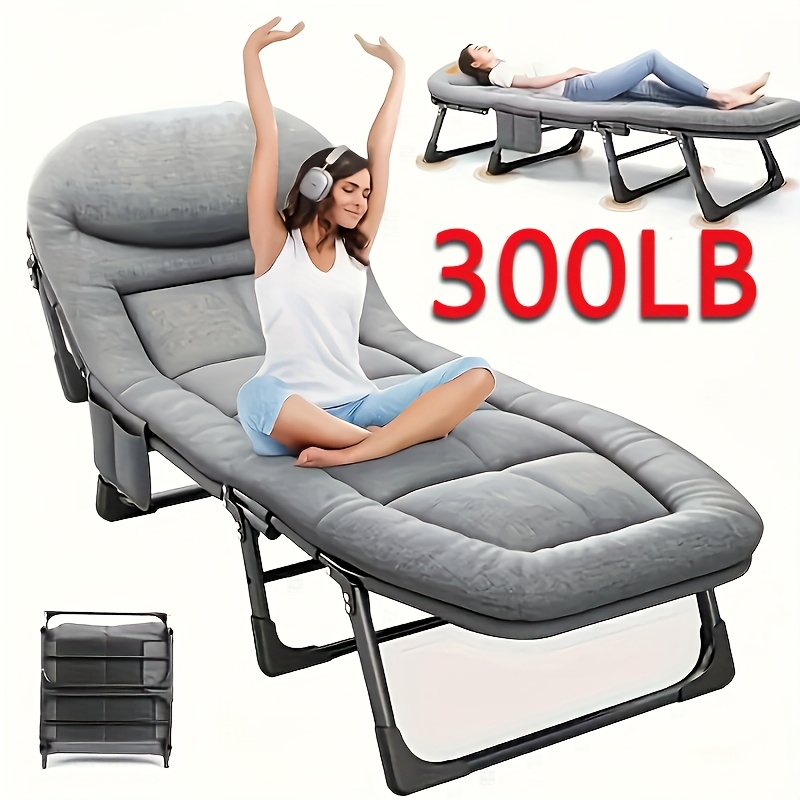 TEMU 6-position Adjustable Portable Camp Cot With Comfort Mattress & Pillow - Heavy-duty & Breathable Fabric, Easy Setup & For Outdoor, Office