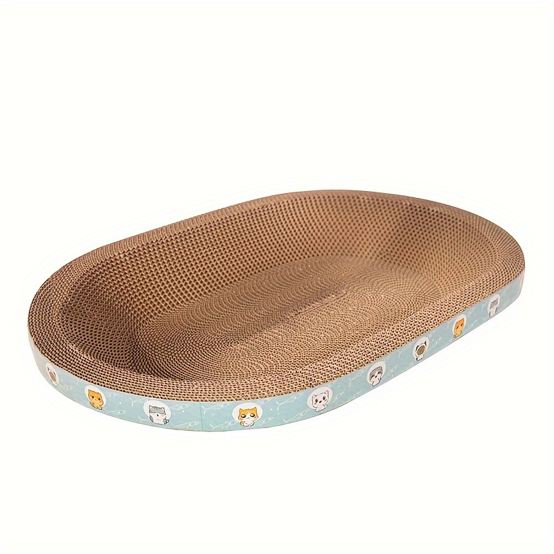 TEMU Premium Oval Cat Scratcher - Cardboard, Ideal For Indoor Cats